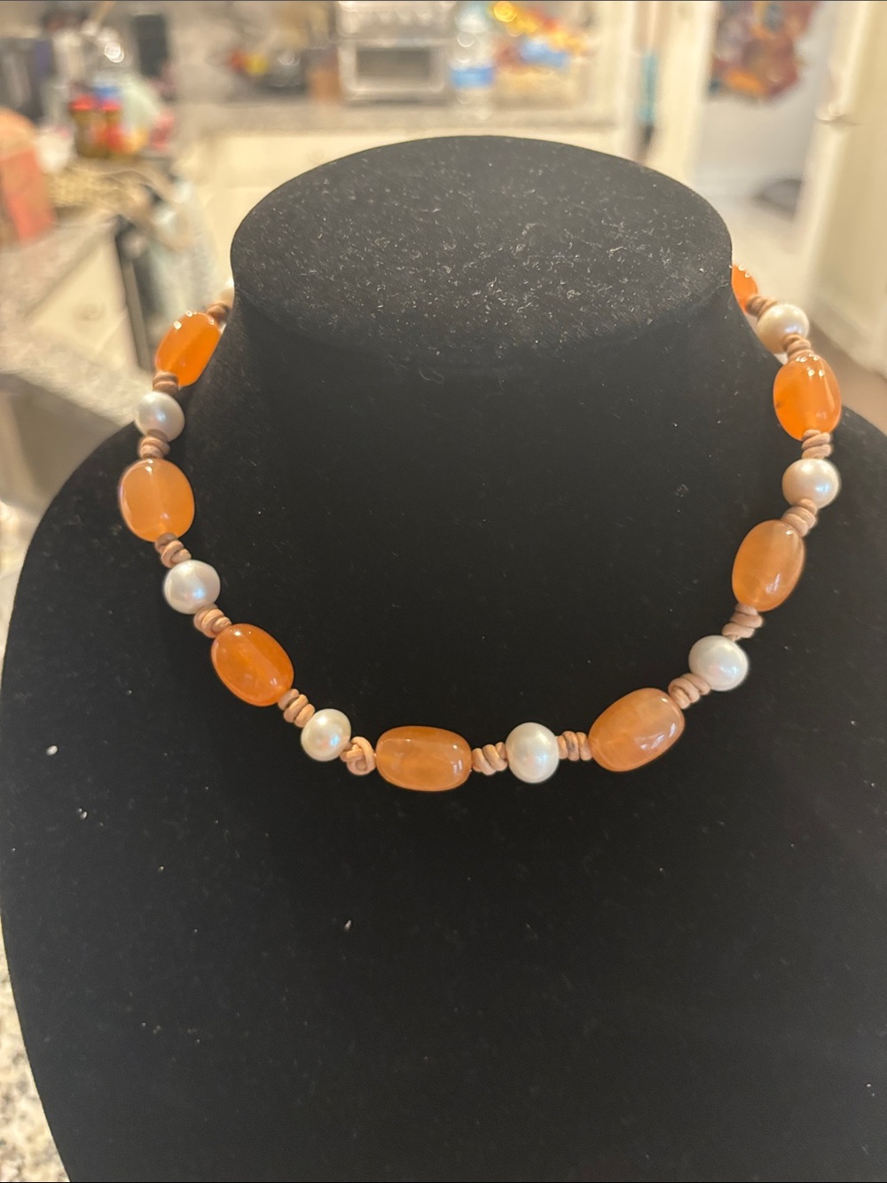 Handmade Jade and Pearl Necklace